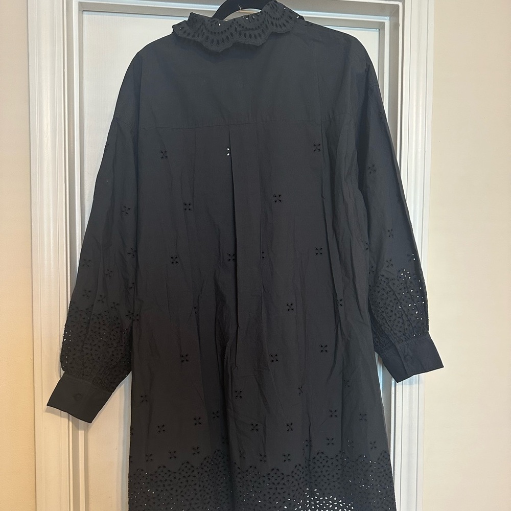 Ulla Johnson Black Eyelet Tie-Waist Dress - Picture 2 of 2